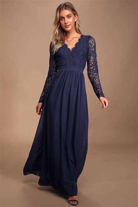 navy blue long dress for wedding